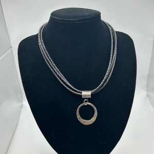 Silpada Retired Leather & Sterling Silver Pendant N1499